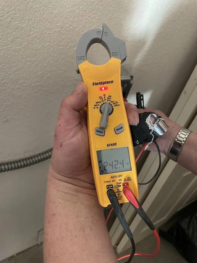 Voltage testing with clamp meter during Generator Installation in Ashland City